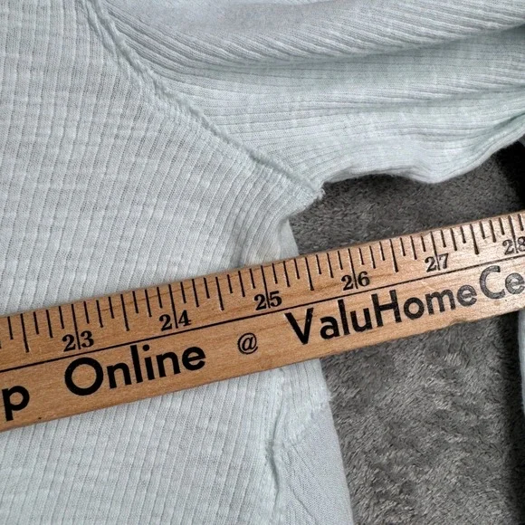 We The Free TT Special Tee Top Medium Ribbed High Low Raw Hem Blue Frayed Grunge - Picture 11 of 11